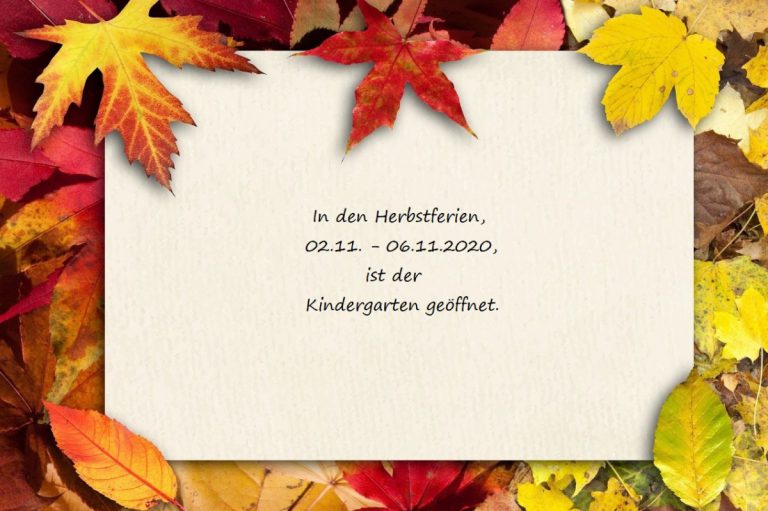 Öffnungszeit Herbstferien - Diakonie Ziegelstein - Pflege, Betreuung